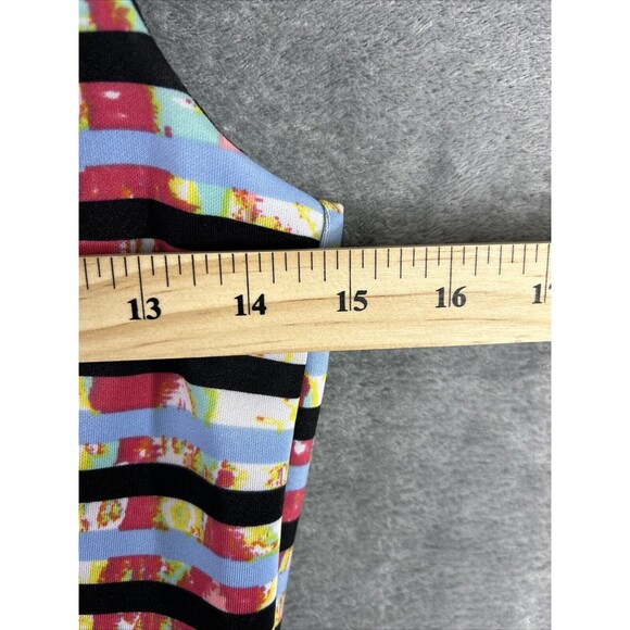 My Michelle 5 A-Line Stretch Pink Watercolor Striped Dress Skater Sundress Art - Picture 6 of 10